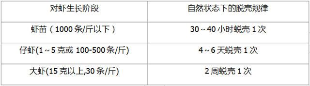 对虾蜕壳规律表